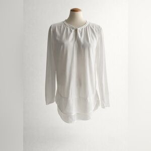MASSIMO DUTTI - White Minimalist Blouse | Elegant Long Sleeve Top
